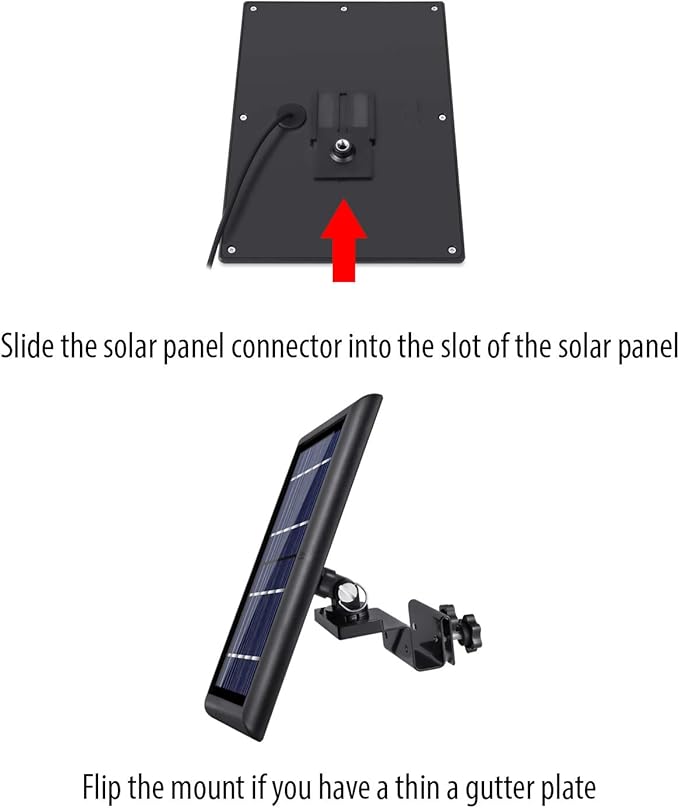 Wasserstein Gutter Mount Compatible with Ring, Arlo, Blink, Reolink Cams & Compatible Solar Panels (2 Pack, Black)