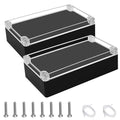 LeMotech Junction Box with Clear Cover IP65 Waterproof Project Box Dustproof ABS Plastic Electrical Project Boxes Universal Enclosure, Black 7.8"x 4.7"x 2.2"(200x120x56mm)(Pack of 2)