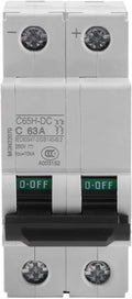 Solar Disconnect, Din Rail Dc Breaker 63 Amp Dc Breaker 250v Dc 2p Low-Voltage Miniature Air Circuit Breaker Solar Energy Switch Used for Solar Panels Grid System
