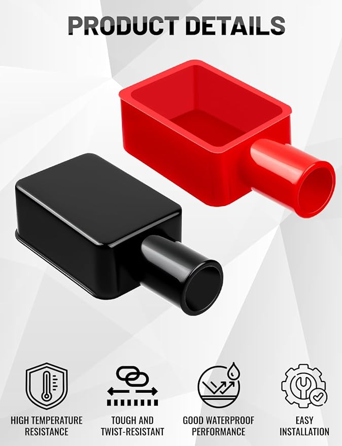 12 Pcs Battery Terminal Cover, Red and Black Isolate Soft Rubber Battery Terminal Protector, Soft Rubber Positive Negative Car Insulating Protector for Electric Bike Car Motorcycle Truck