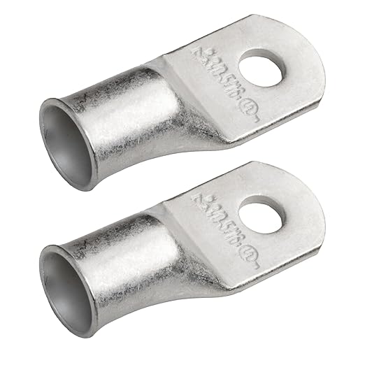 SELTERM 2pcs 3/0 AWG 5/16" Stud Tinned Copper Wire Lugs, Battery Lugs, Ring Terminals, Battery Cable Ends, 000 Gauge Ring Terminal Connectors, UL Marine Grade Electrical Battery Terminal Connectors