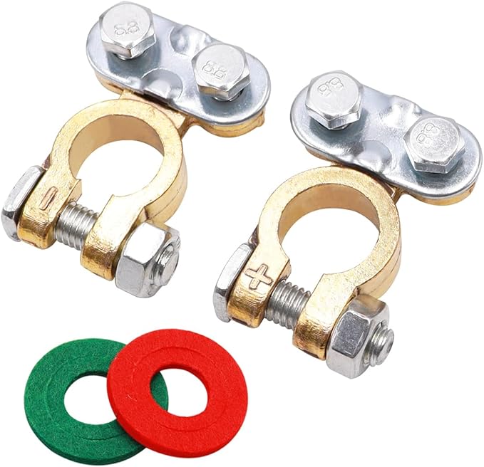 Tnisesm 1Pair Battery Terminal Set with Anti-Corrosion Washers, Positive Negative Battery Terminals Connectors Clamps for Boat Yacht Camper Truck Car Vehicle DT-7