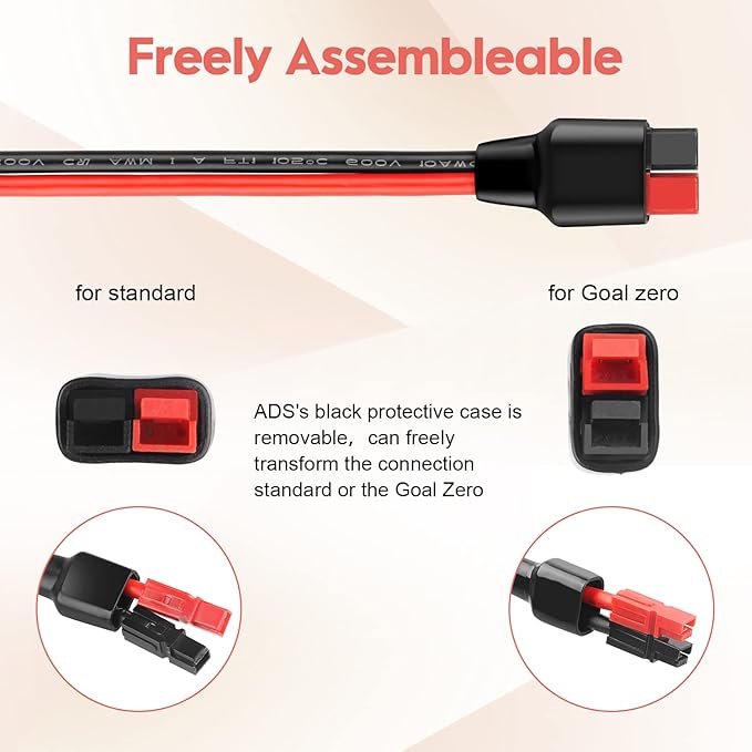 10AWG Solar Panel Cable Connector Kit, Compatible with Solar Connector and Anderson Connector for RV, Goal Zero Yeti, Renogy Portable Solar Generator Power Station (1.6Ft)