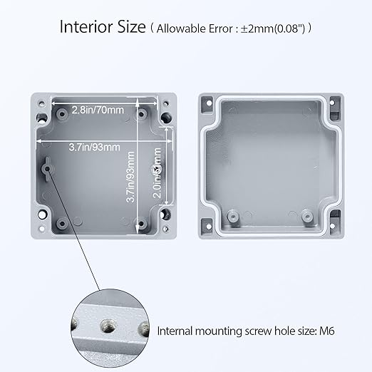 LeMotech Junction Box, Aluminum Alloy Metal Electrical Box, IP67 Waterproof Dustproof Project Box, Outdoor Universal Enclosure, Grey 3.9x3.9x2.3in (100x100x60mm)