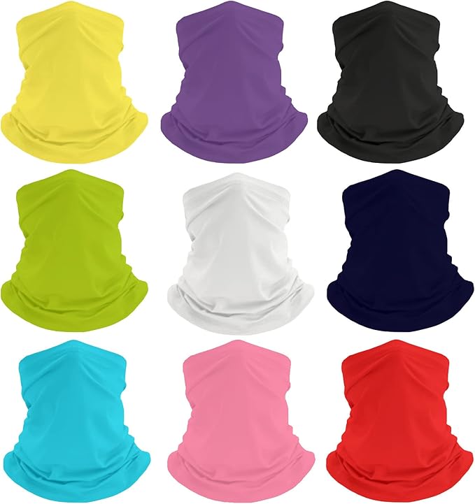 9Pcs Headwear Neck Gaiter for Women Balaclava Tube UV Face Mask Headband Men Ski Cooling Warm Bandanas Wrap Pack