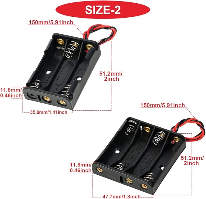 12Pack AAA Battery Holder Bundle with Leads 3 pcs 1 AAA Battery Holder 1.5V,3 pcs 2 AAA Battery Holder 2*1.5V,3 pcs 3 AAA Battery Holder 3*1.5V,3 x 4 AAA Battery Holder 4*1.5V,with Wires