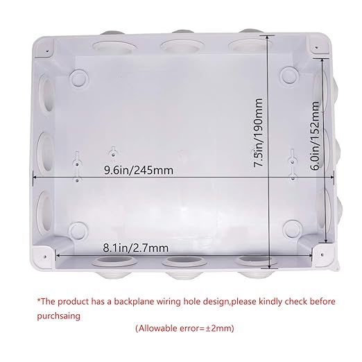Zulkit Junction Box ABS Plastic Dustproof Waterproof IP65 Universal Electrical Boxes Project Enclosure White 10 x 7.9 x 3.1 inch (255 x 200 x 80mm)