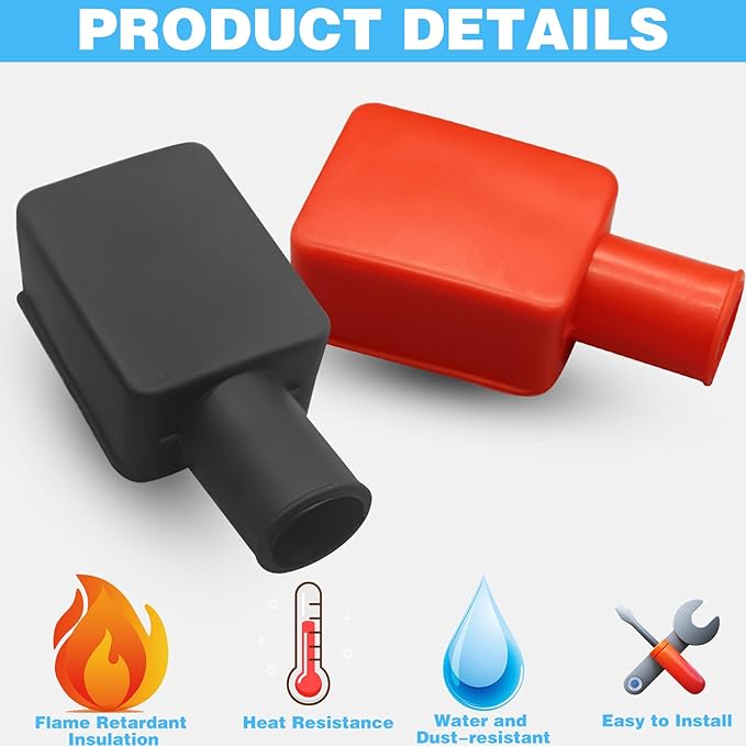 12Pcs Battery Terminal Cover, Battery Terminal Protector,Car Insulating Protector Car Battery Cover,Soft Rubber Positive Negative Pole Stud Covers Connector Top Post Cap for Car Motorcycle Truck