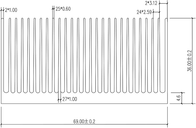 Large Heatsink Aluminum 4.72" x2.71" x 1.41" / 120mm x 69mm x 36mm High Power Heat Sink Diffusion Cooling Module Cooler 27 Fin Radiator for Led Amplifier PCB IC Module PC Computer Led