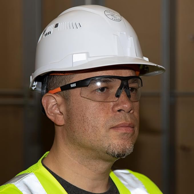 KLEIN TOOLS 60159 Safety Glasses, PPE Protective Eyewear with Semi Frame, Scratch Resistant and Anti-Fog, Clear Lens