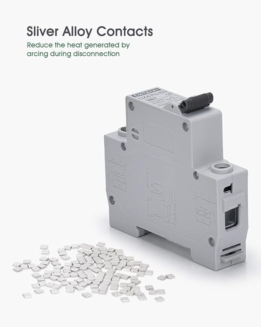 AC Miniature Circuit Breaker, 10 Amp 120V/240V 1 Pole DIN Rail Mount Circuit Breaker, Thermal Magnetic Trip, Solar AC Disconnect Switch MCB C10