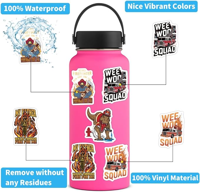 123Pcs Funny Firefighter Stickers - Fireman Stickers & Decals for Hard Hat - Funny Firefighter Hard Hat Gifts