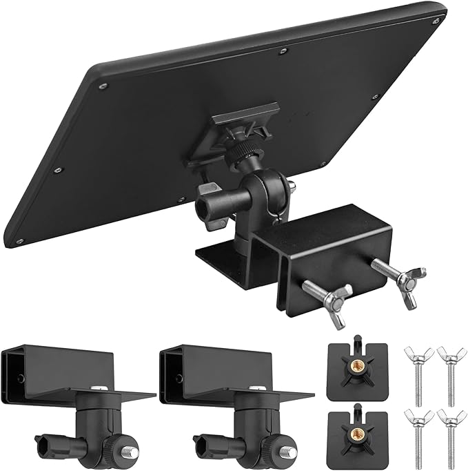 Anbte 2PCS Adjustable Gutter Mount for Ring Solar Panels & Security Cameras, Aluminum Solar Bracket with Standard 1/4 inch-20 Threaded Bracket, Weatherproof, Outdoor Wall Mounting Accessories, Black