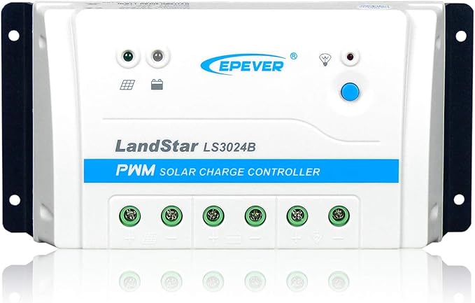 EPEVER 30A PWM Solar Charge Controller LS3024B 12V/24V Auto Work for Solar Lighting System Multiple Load Working Mode Manual Control, Light ON/Off, Timer (LS3024B)