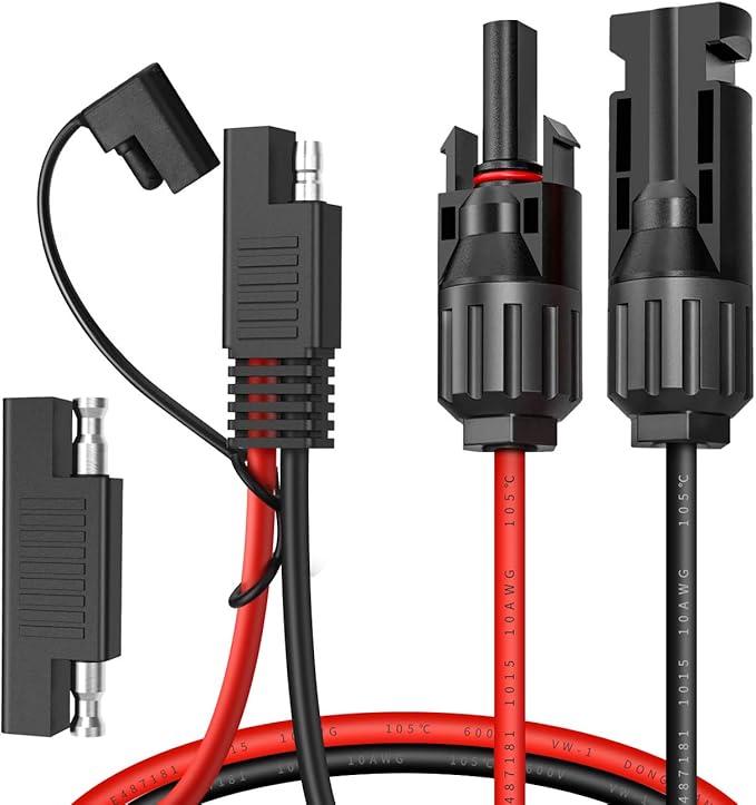 ELECTOP Solar Panel Connector Cable, 10AWG SAE Connector to Male & Female Solar Connectors PV Extension Cable Wire for RV Solar Panel DC Power Battery Charger with SAE Polarity Reverse Adapter