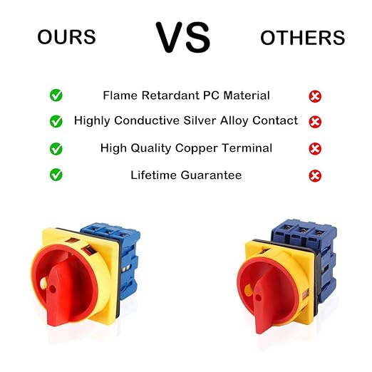 Changeover Switch SYW30-25 2 Positions 6 Terminals Universal Rotary Cam Selector Latching Switches 660V 25A
