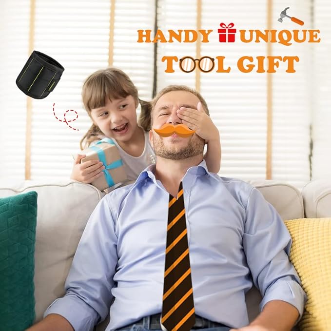 Father's Day Gifts from Daughter Wife Son,KUSONKEY Magnetic Wristband Tool Gift for Men Who have Everything,Wrist Magnetic Screw Holder with Strong Magnets for Holding Screws Tool for Dad,Electrician