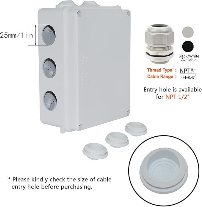 LeMotech ABS Plastic Dustproof Waterproof IP65 Junction Box Universal Electrical Project Enclosure White 5.9 x 4.3 x 2.8 inch (150 x 110 x 70 mm)(Pack of 2)