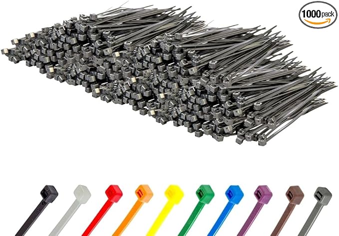 GTSE 6 Inch Silver/Gray Zip Ties, 1,000 Bulk Pack, 40lb Strength, UV Resistant Strong Nylon Grey Cable Ties, Self-Locking 6" Tie Wraps