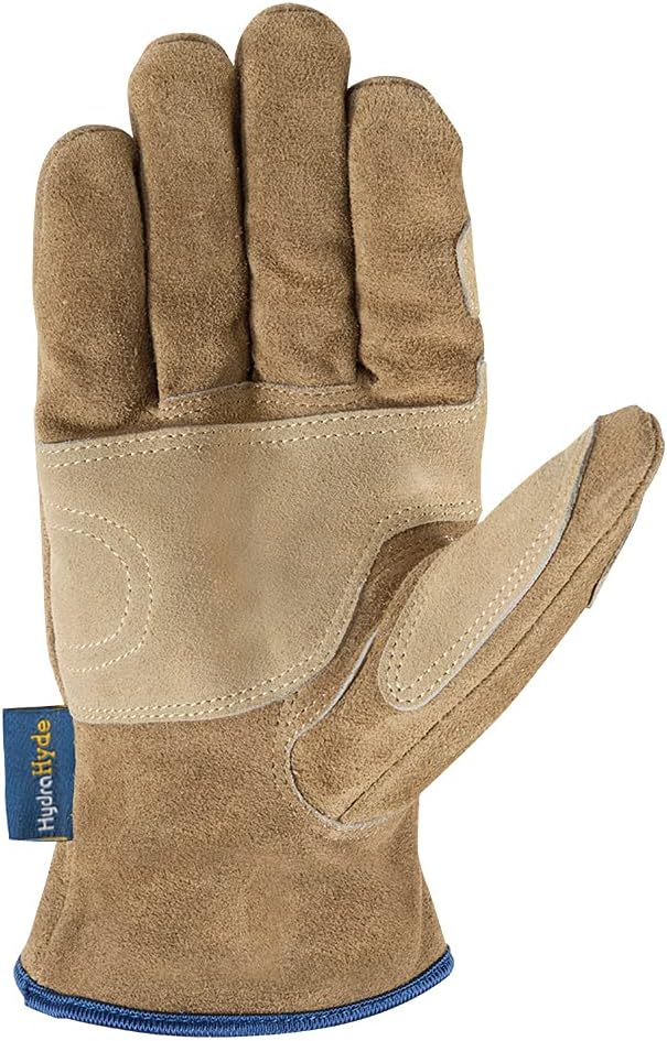 Wells Lamont Men’s HydraHyde Leather Work Gloves, Water-Resistant Split Cowhide, Reinforced Palm for Ranching, Fencing, and Construction