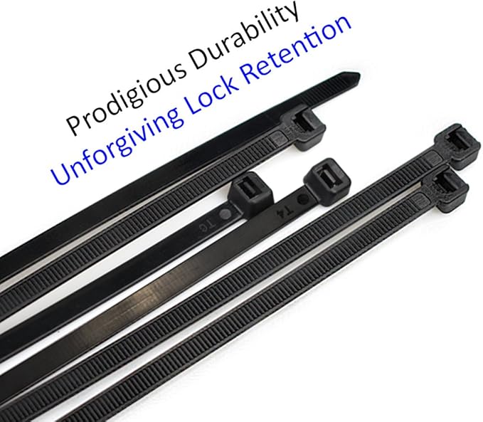 Cable Zip Ties Heavy Duty 26 Inch, Ultra Strong Plastic Wire Ties with 180 Pounds Tensile Strength, 50 Pieces, Durable Nylon Black tie Wraps, Indoor and Outdoor UV Resistant, Quality Cable Ties