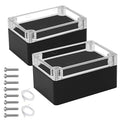 LeMotech Junction Box with Clear Cover IP65 Waterproof Project Box Dustproof ABS Plastic Electrical Project Boxes Universal Enclosure, Black 3.9"x 2.6"x 1.9"(100x68x50mm)(Pack of 2)