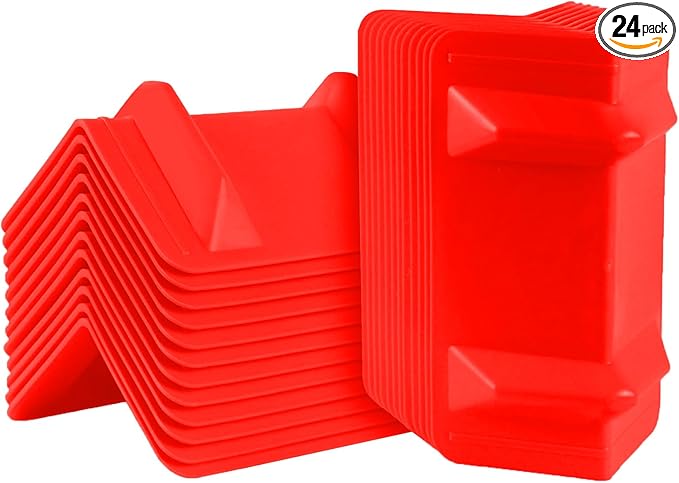 24 Pack Flatbed Edge Corner Protector for Cargo Shipping, Plastic Ratchet Strap Protectors for Tie Downs, Corner Guards for Straps Red