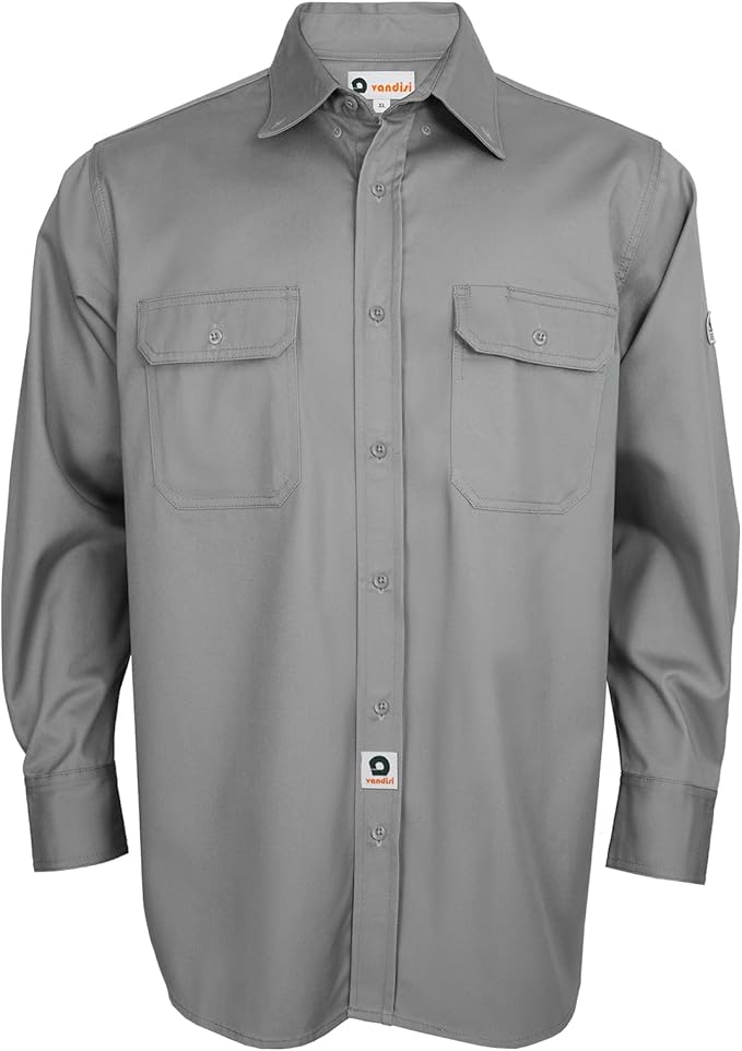 100% Cotton Mens Fr Shirts 7.5oz Flame Resistant Shirts NFPA2112 Men's Fire Retardant Welding Shirts