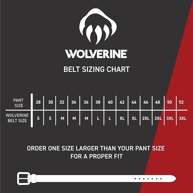 Wolverine Men's Full Grain Leather Belt | Heavy Duty | Utility | Tactical | Rugged | Durable | Metal Buckle