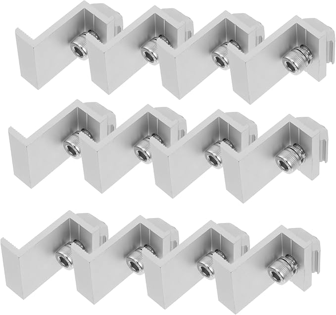 YARNOW 12pcs Solar Panel Rack Fixed Clamp Bracket Clips for Easy Installation of Outdoor Versatile Design for Home Supply Use