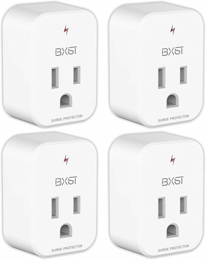BXST Single Outlet Surge Protector for Refrigerator Small Wall Tap Surge Protector Single Plug 120V Small Socket Lightning Protection for PC, TV, Phone, PS5 and Home Appliances, 15A, 1800W, 4 Pack
