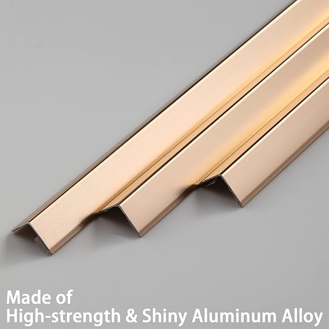 Aluminum Peel and Stick L Molding Corner Guards with 90° Angle for Wall Door Frame Cabinet Baseboard Protection and Decoration, 35.4in x 0.8in (3Pcs)