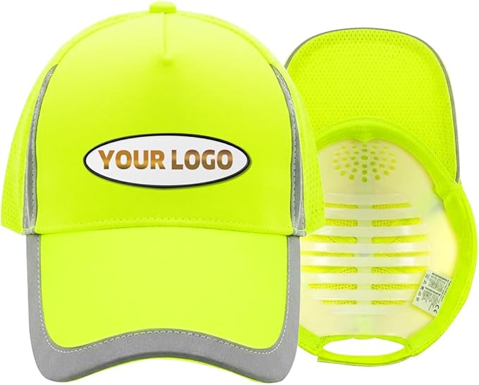 YOWESHOP Reflective Safety Baseball Cap Customize Logo with Removable PE Shell Hi-Vis Safety Work Hat