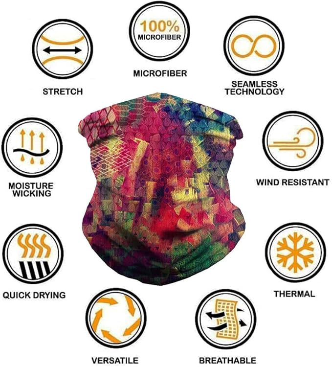 9Pcs Headwear Neck Gaiter for Women Balaclava Tube UV Face Mask Headband Men Ski Cooling Warm Bandanas Wrap Pack