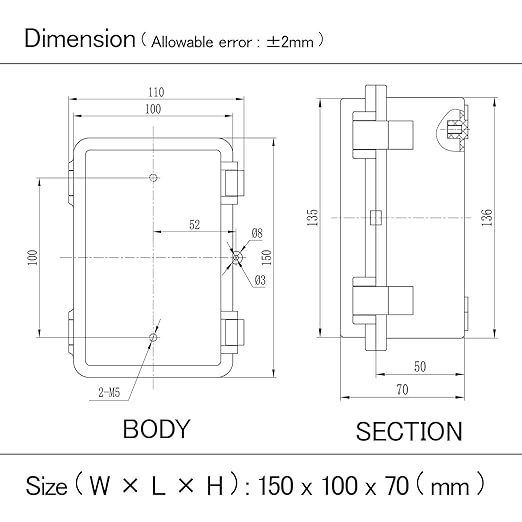 Junction Box IP65 Waterproof ABS Plastic Enclosure Hinged PC Clear Cover Electrical Project Box with Mounting Plate, Wall Brackets, Cable Glands 5.9" x 3.9" x 2.8"(150 * 100 * 70)