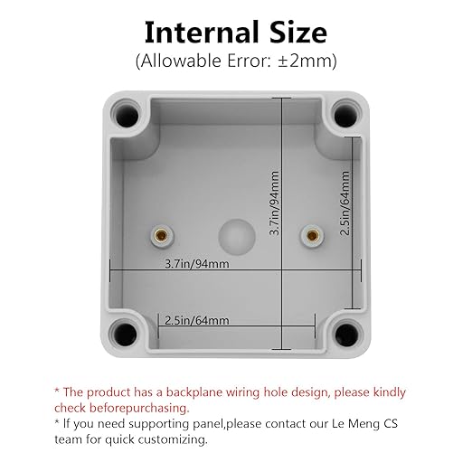 LeMotech IP67 Waterproof Junction Box ABS Plastic Project Box Dustproof Electrical Box Outdoor Enclosure for Electronics DIY Case Gray 3.9X 3.9X 3 inch (100x 100x 75 mm)