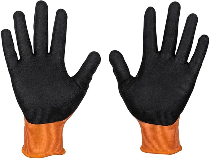 Klein Tools 60579 Work Gloves, Knit Dipped Cut Resistant ANSI A1 Nitrile Coated Gloves, Nylon-Spandex, Touchscreen Capable, Small, 2-Pair