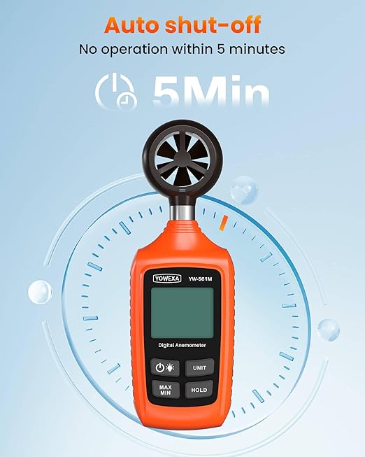 Digital Anemometer, YOWEXA Portable Wind Speed Meter with Backlight Screen, Air Flow Tester Supports Wind Chill Alert, Wind Checkers for Hunting HVAC Drone Sailing Golf Shooting