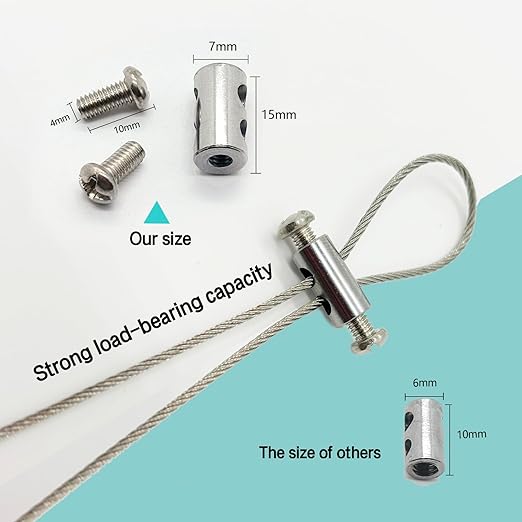 20 Pieces of M4 Wire Rope Clamps, 1/8 inch Rope, Made of Copper and Stainless Steel, Suitable for Outdoor Hanging, Reusable, and Never rusts.