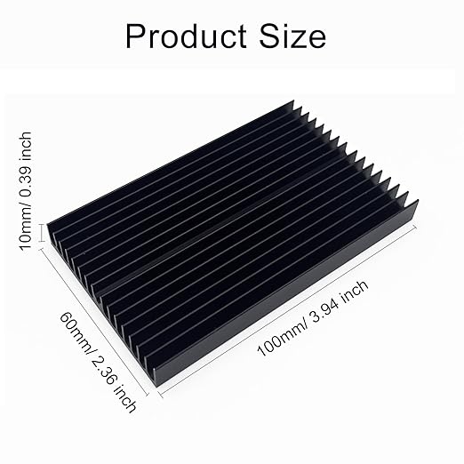 2Pcs Aluminum Heatsink Kit 100x60x10mm/ 3.94“x2.36“x0.39“ inch + Thermal Conductive Adhesive Tape Cooler Heat Sink for Cooling SSD Smartphones Routers Hard Drives LED Panel (16 Pins)