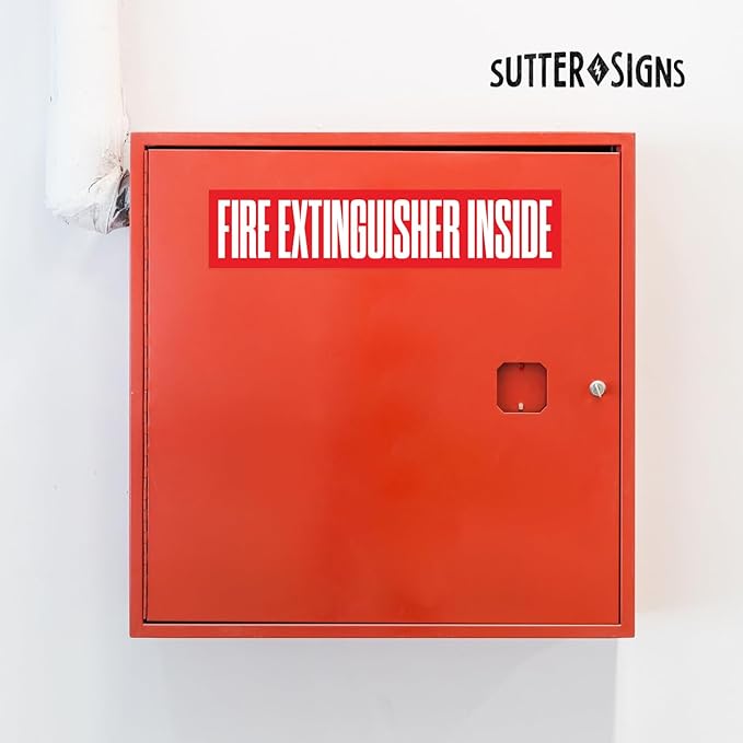 5pk Fire Extinguisher Inside Sticker | Weatherproof Adhesive Decal Signs for Truck, 9" x 2"