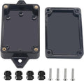 Project Box ABS Black Electrical Boxes IP67 Outdoor Waterproof Box Electronic Junction Box Power Enclosure with Cable Glands for DIY Project with Mounting Ear 3.3 x 2.3 x 1.3inch
