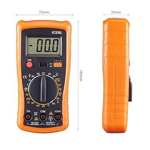Digital Multimeter with Premium Probes, Measures AC/DC Voltage, Current, Resistance, Diode, Triode, Suitable for Household use, and Industrial use - F (Orange)