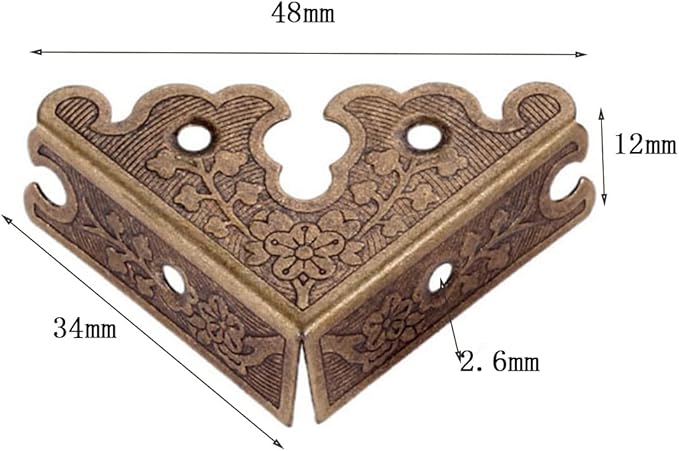 dophee 4Pcs Decorative Corner Protectors, Retro Style Edge Safety Guards Covers for Picture Frame Album Jewelry Box Gift Box Wooden Case Chest Tables Cabinet Furniture, 1.34"x1.34"-Antique Bronze