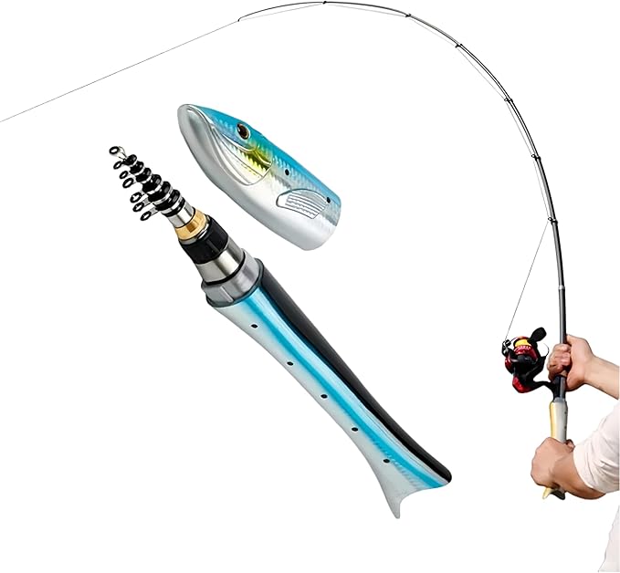 Carbon Fiber Fishing Rods: Pen Fishing Rod, Telescopic Fishing Rod, 63 in Portable Simulated Fish-Shaped Mini Pocket Fish Pole for River, Sea, Saltwater, Freshwater, Family Outdoor Activities