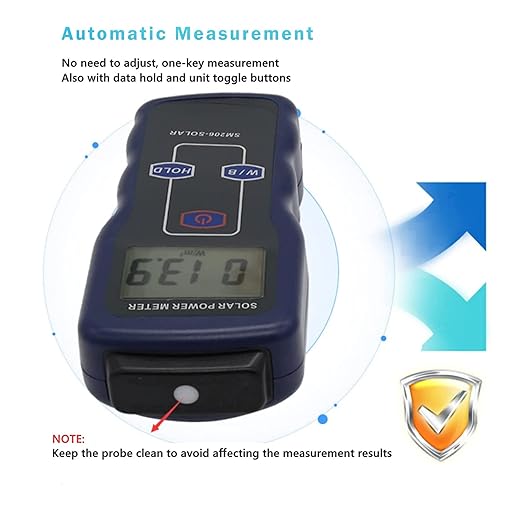 Digital Solar Power Meter, Digital Solar Energy Meter Sun Light Energy Measuring Tester Sun Light Radiation Testing Instrument Digital High Precision