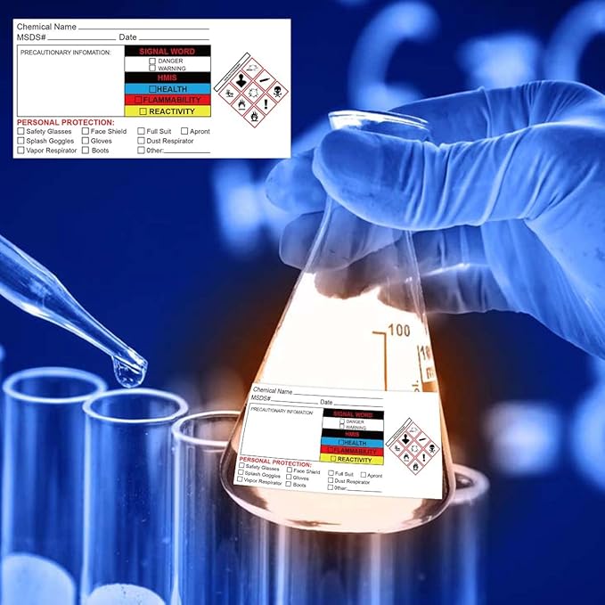 Chemical Identifying and Marking Sticker Christmas SDS Stickers Write-in Labels 2x4 inch MSDS Stickers Safety Data Sheet Labels 300pcs