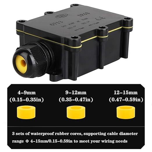 Waterproof IP68 Outdoor 2 Way Junction Box - Wire Range 4-15mm, Underground Electrical Box (1 Pack)