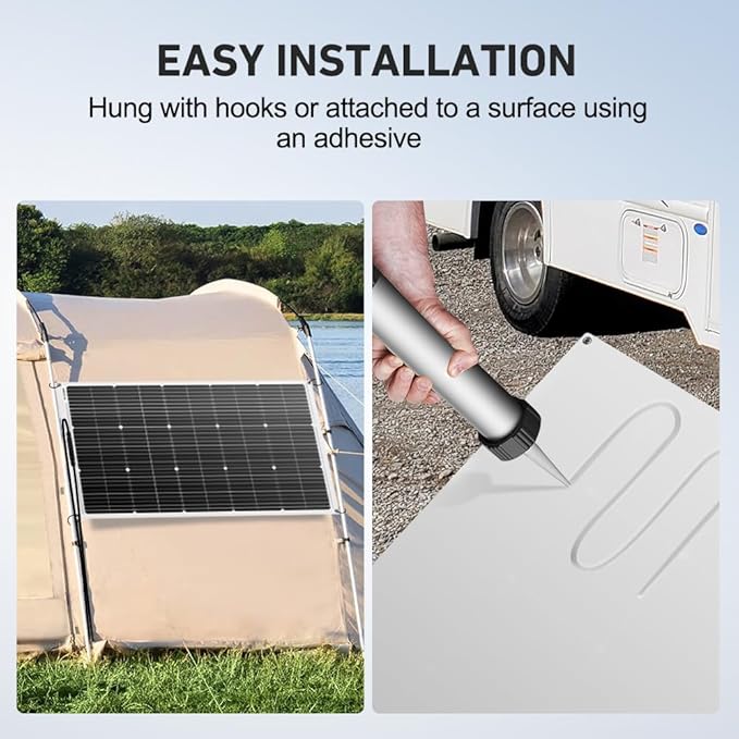 DOKIO 400W (4×100W) Flexible Solar Panels 18V Monocrystalline for 12V Battery Charging, Semi-Flexible ETFE Lightweight with MC4, Expandable for RV Marine Camper Van Trailer Off-Grid Systems