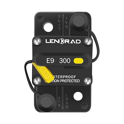 LENKRAD 300amp Marine Circuit Breaker 12V RV 300A Thermal Circuit Breaker with Manual Reset Switch Button for Trolling RV Yacht, 12V - 48V DC, Waterproof, Surface Mount(300 Amp Boat Circuit Breaker)